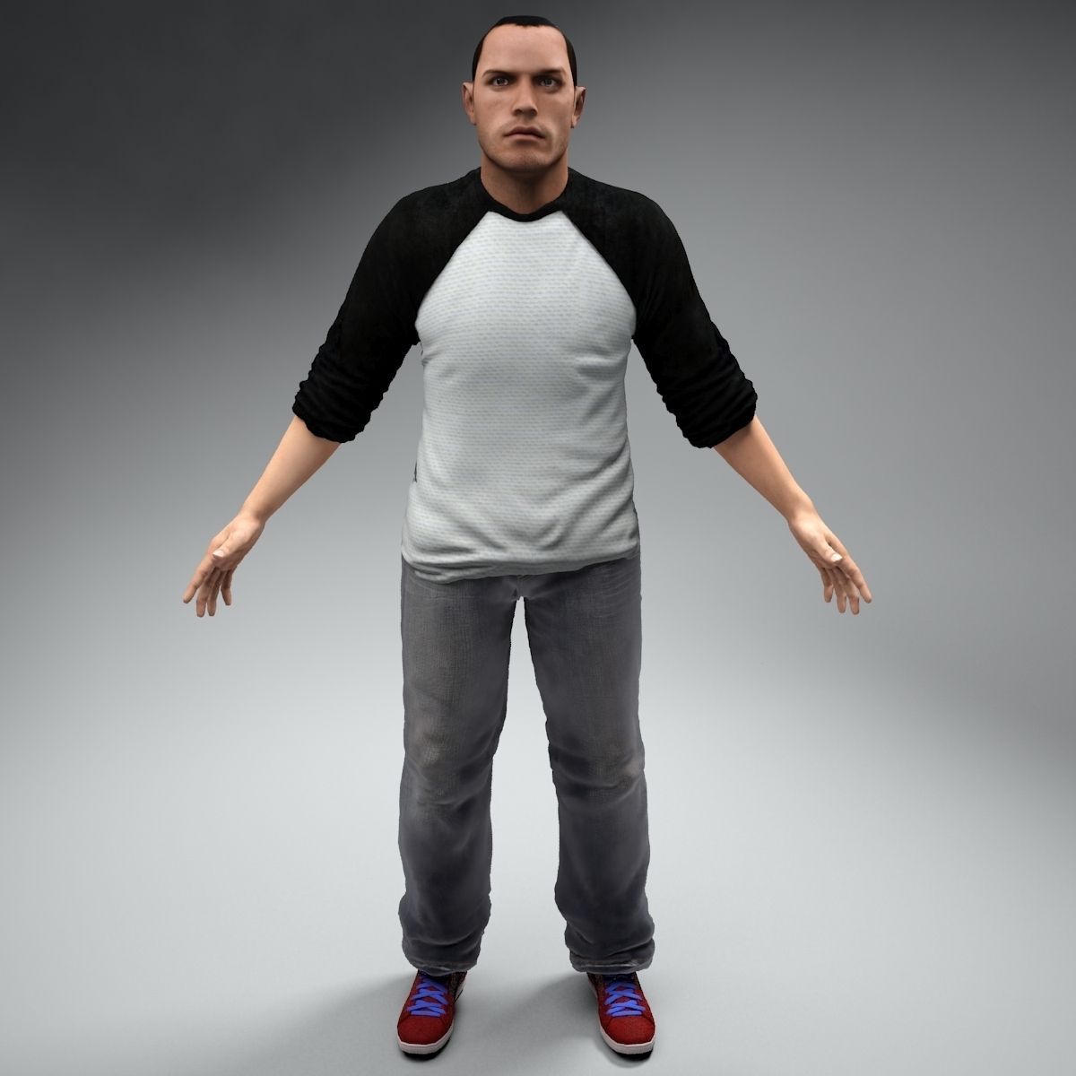 Casual Man Bob Low-poly 3D model_1