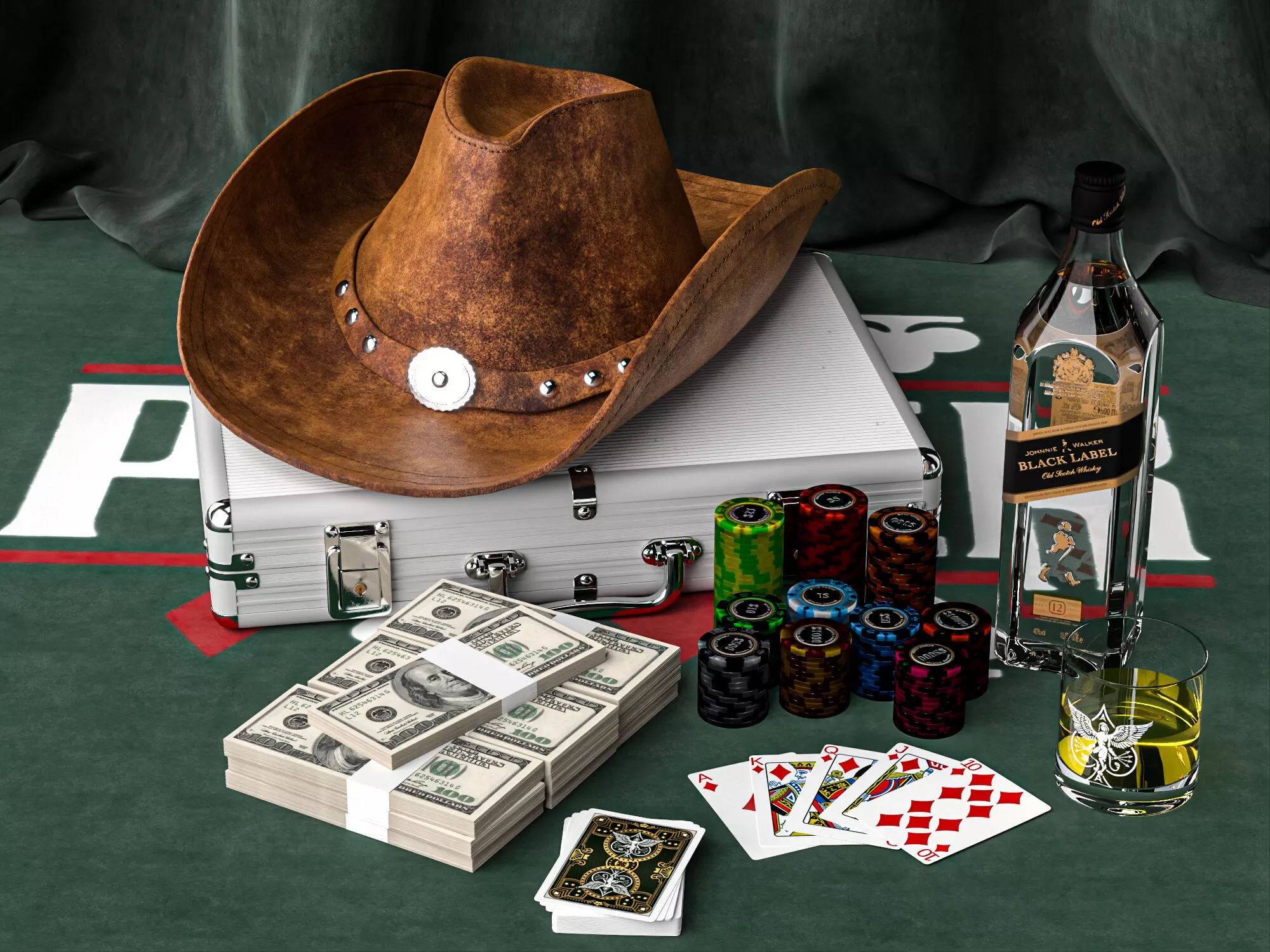 Poker Game Western Cowboy Gambling Prop Pack 3D model