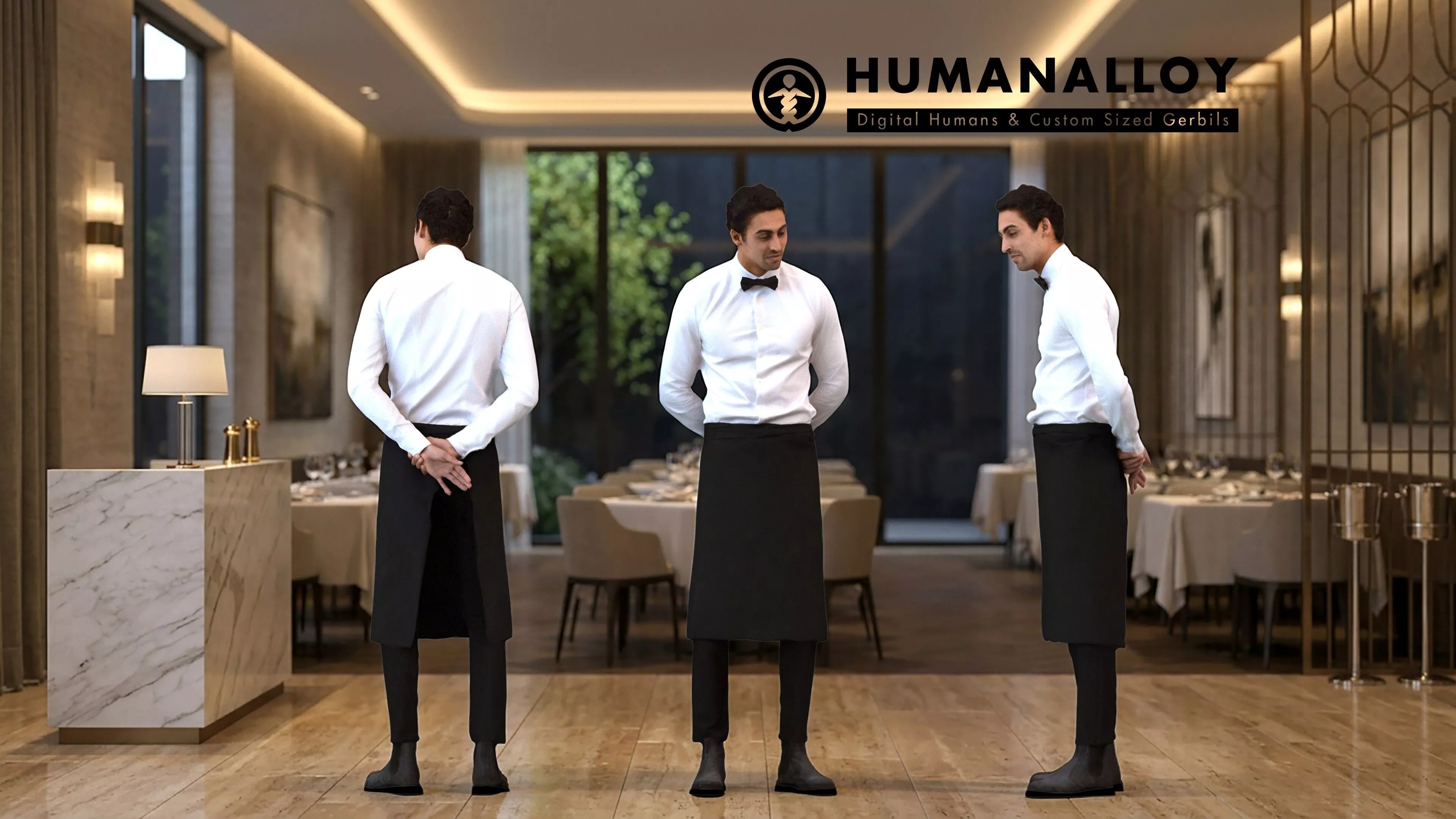 Adult Middle Eastern man waiting in restaurant hospitality 3D model
