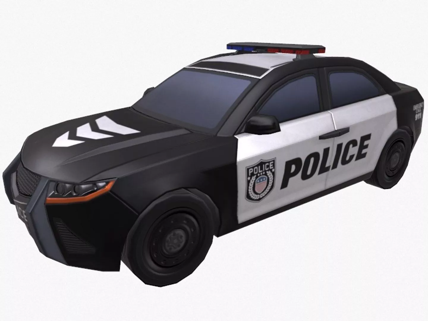 2CAR POLICE LOW POLY 3D model