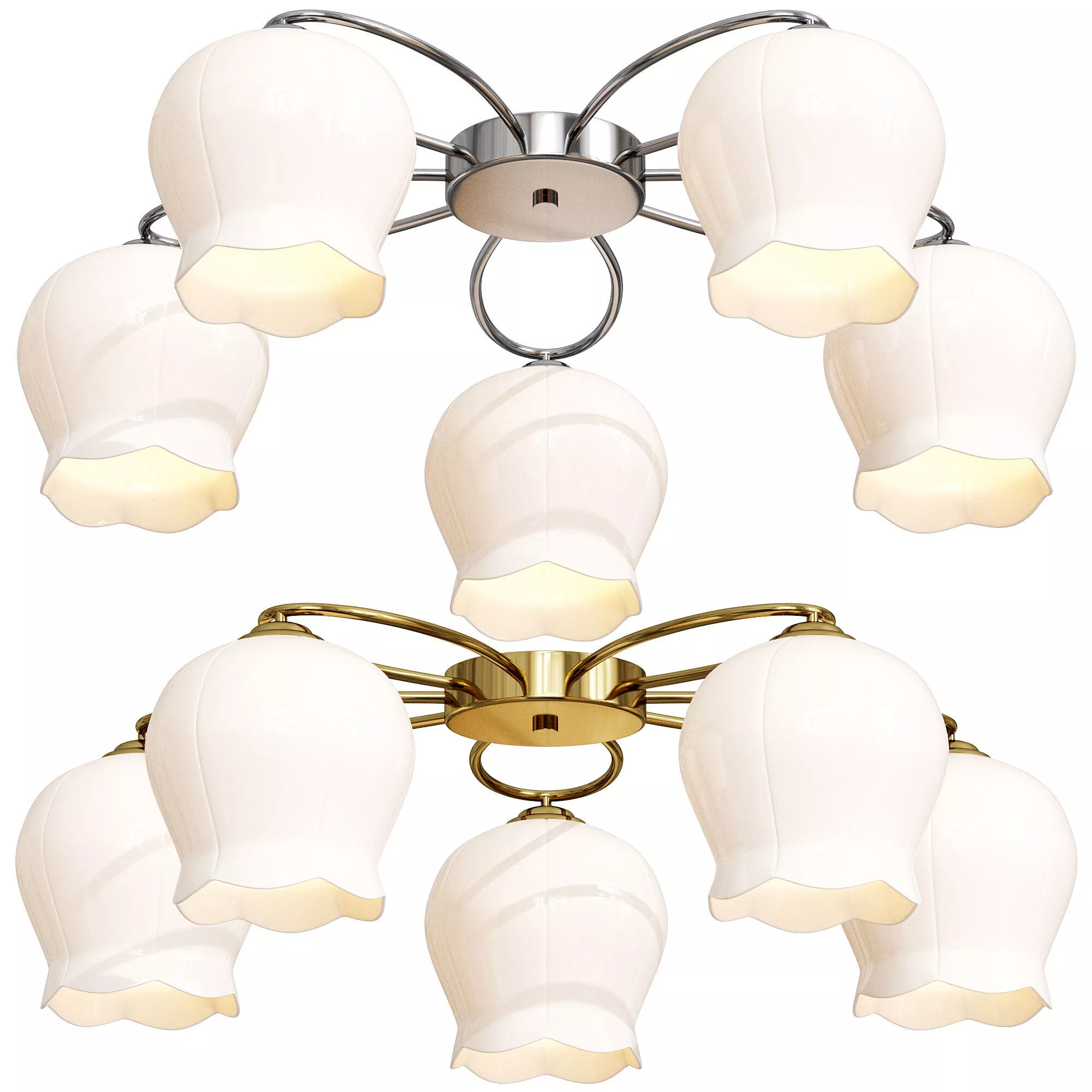 Floral Glass Ceiling Lamp Low-poly 3D model