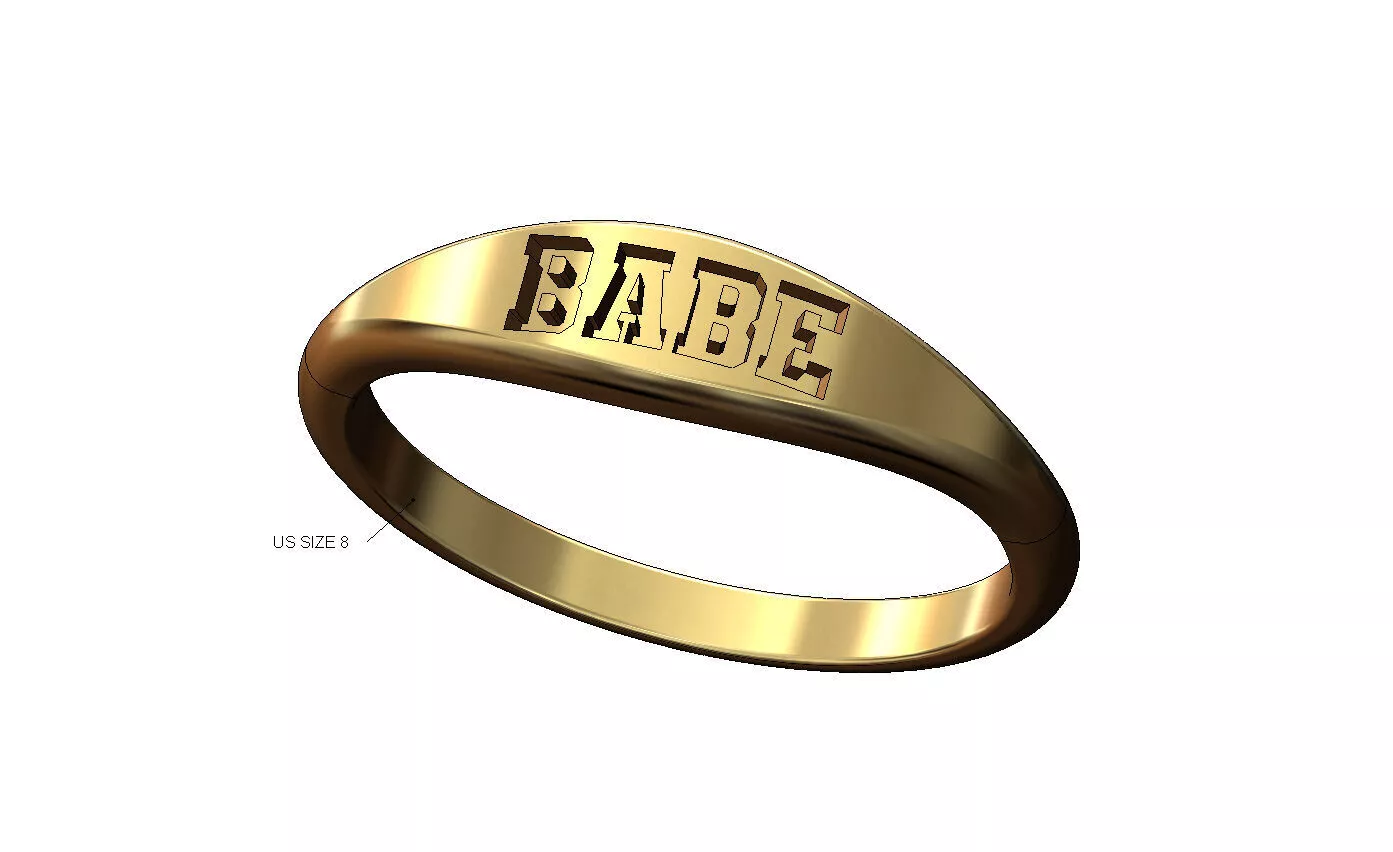 Babe engraving signet ring US size 8 3D print model
