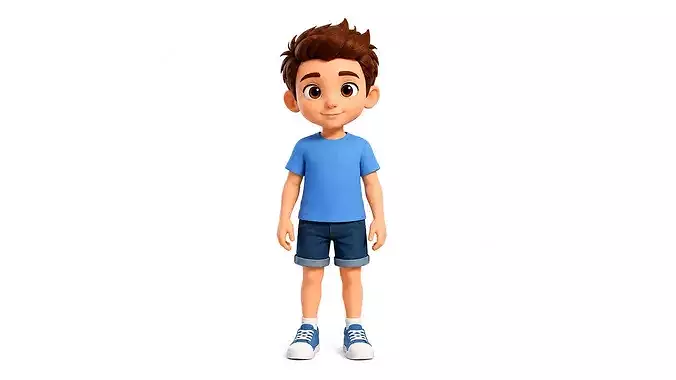Cute Stylized Cartoon Boy Character Rigged Animated