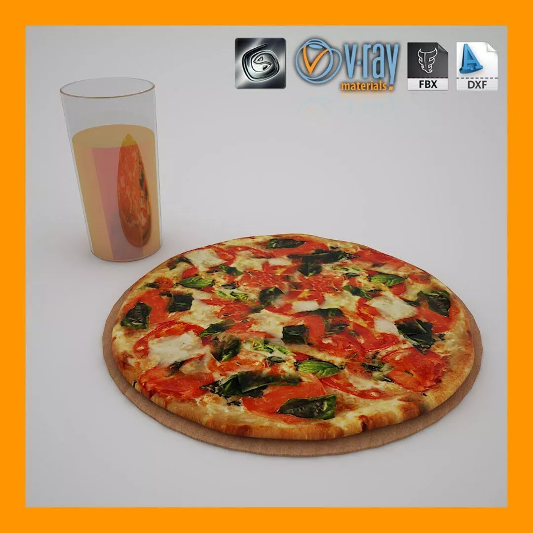 Pizza and Juice Free 3D model