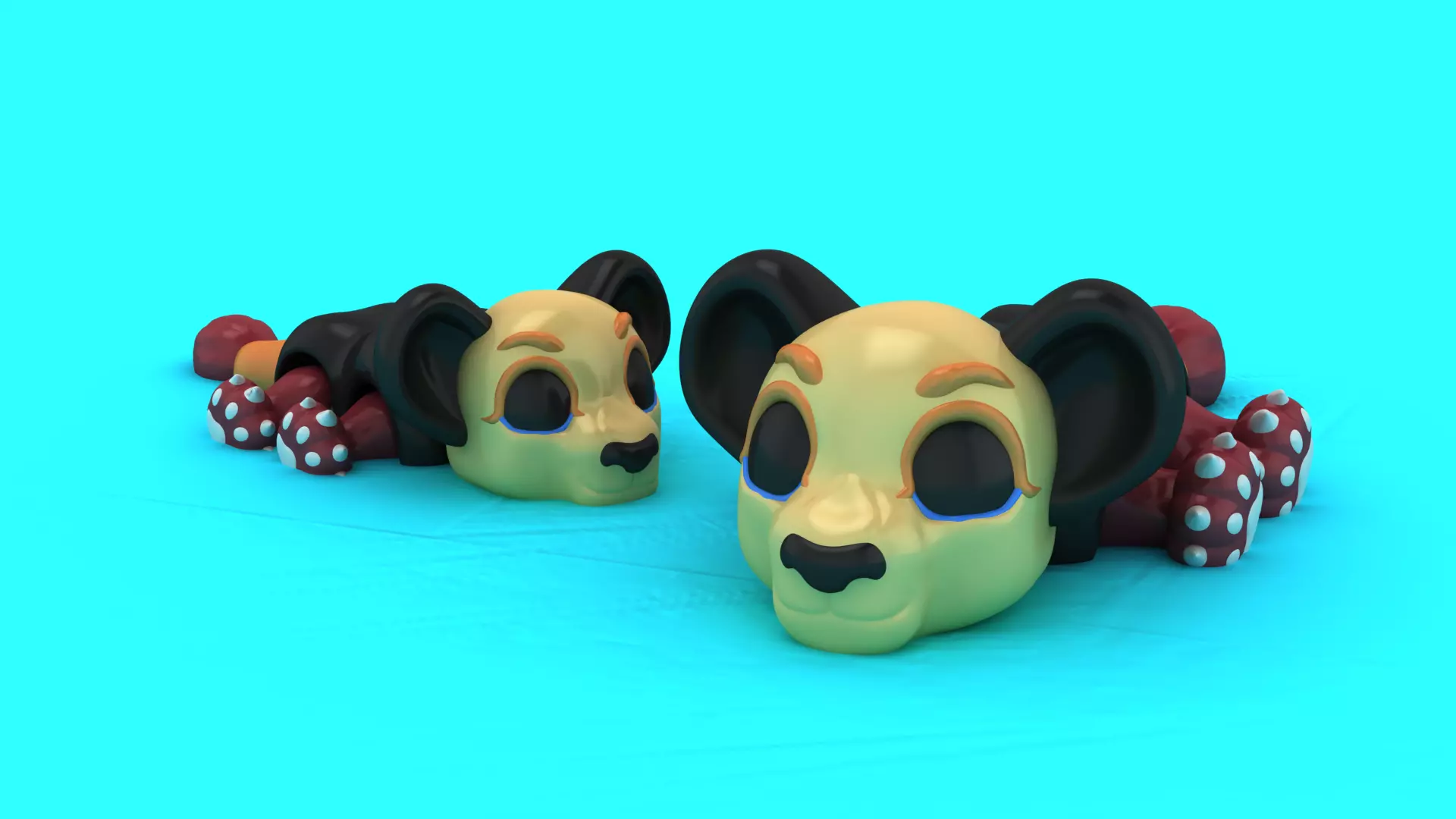 Sleepy Big-Eared Pups 3D print model