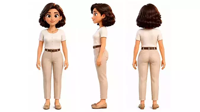 Stylized Business Woman Girl Character Rigged And Animated 