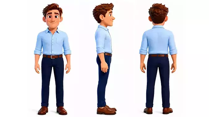 Stylized Boy Business Man Character Rigged And Animated Father