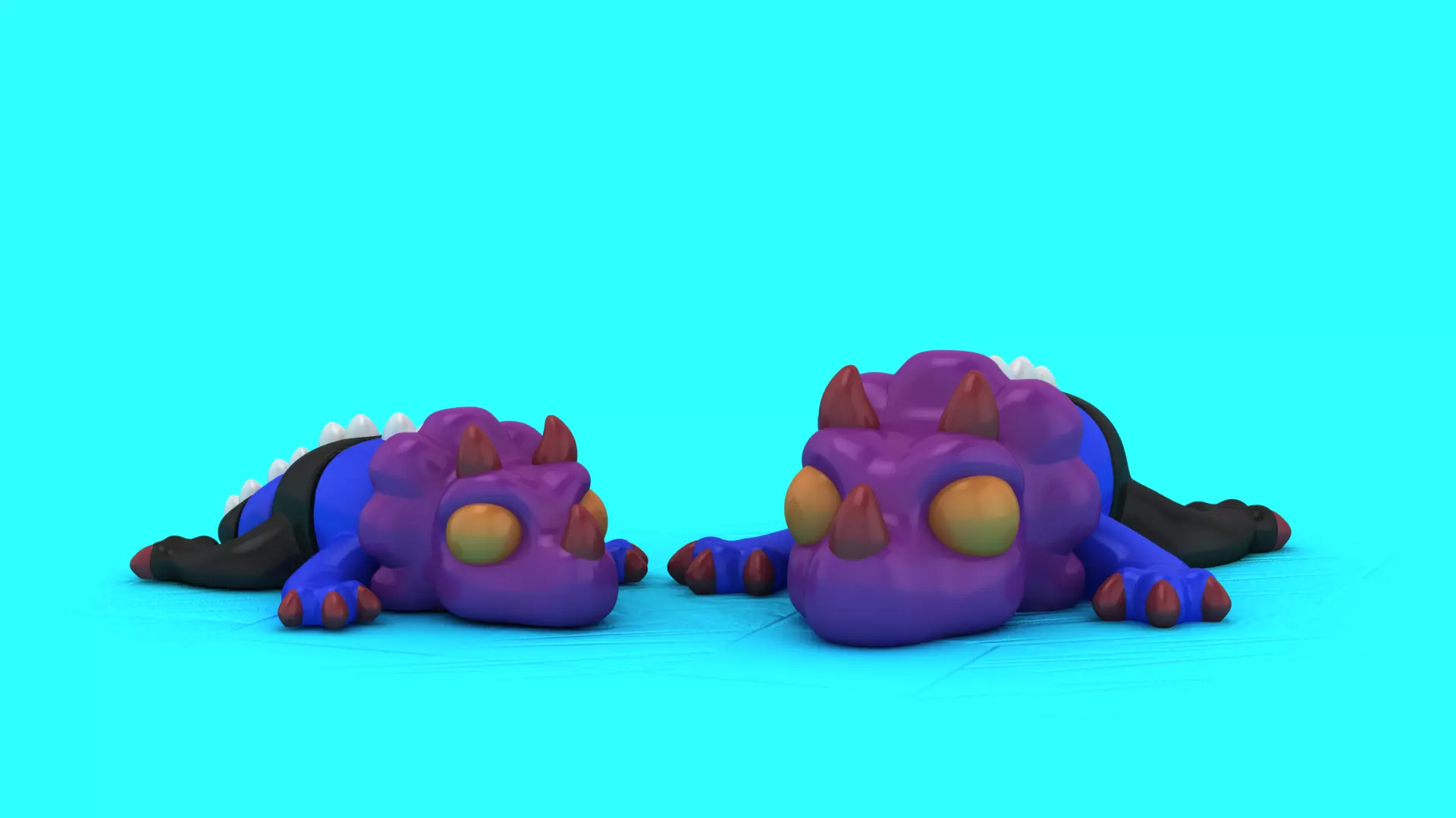 Spiky Purple Dino Buddies 3D print model