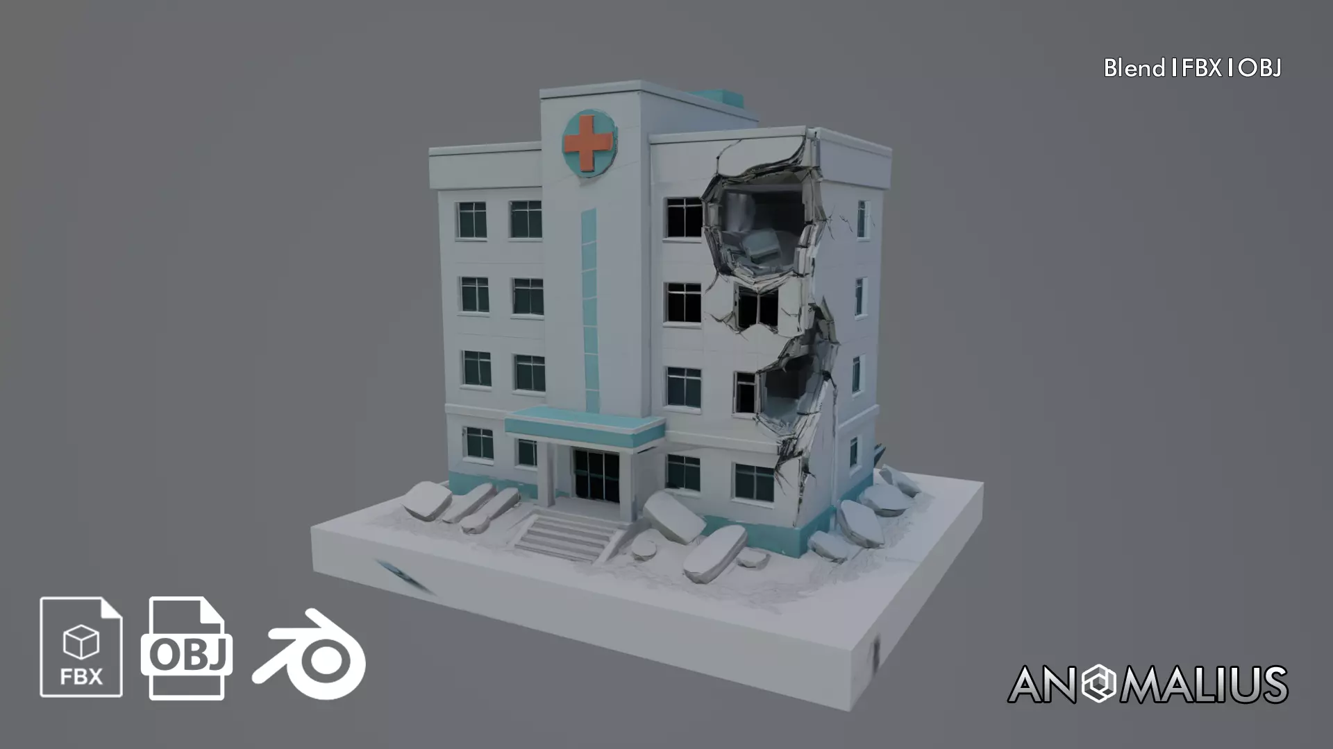 destroyed hospital Free 3D model