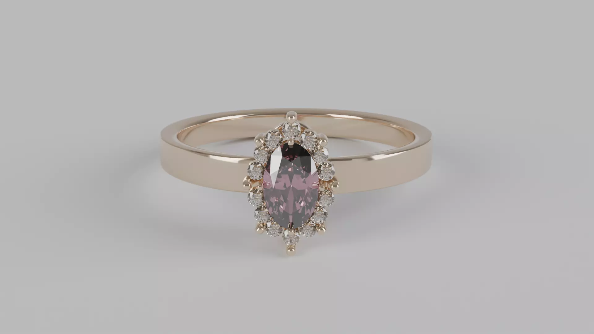 Oval Halo Engagement Ring 3D print model