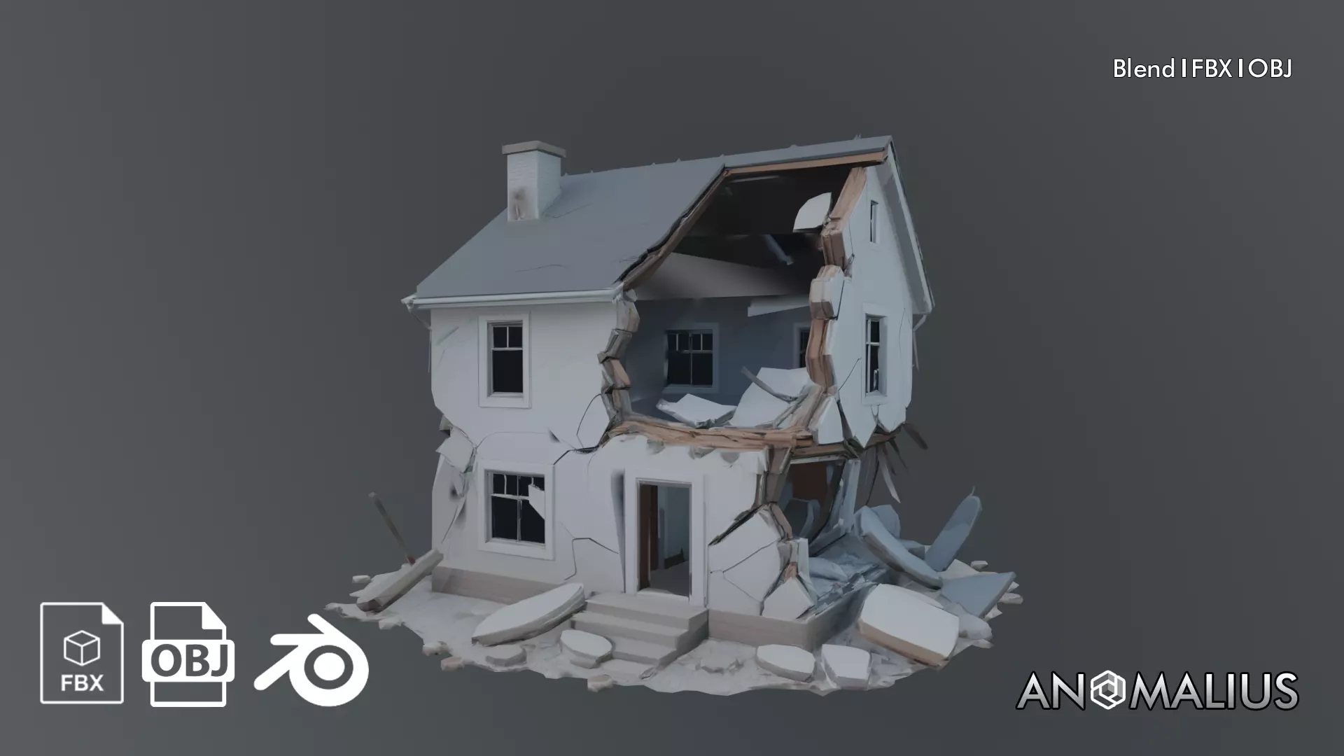 destroyed house 3D model