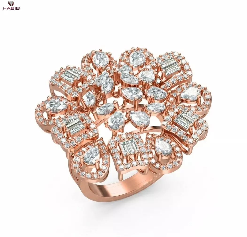 Luxury Cocktail Diamond Ring 3D print model