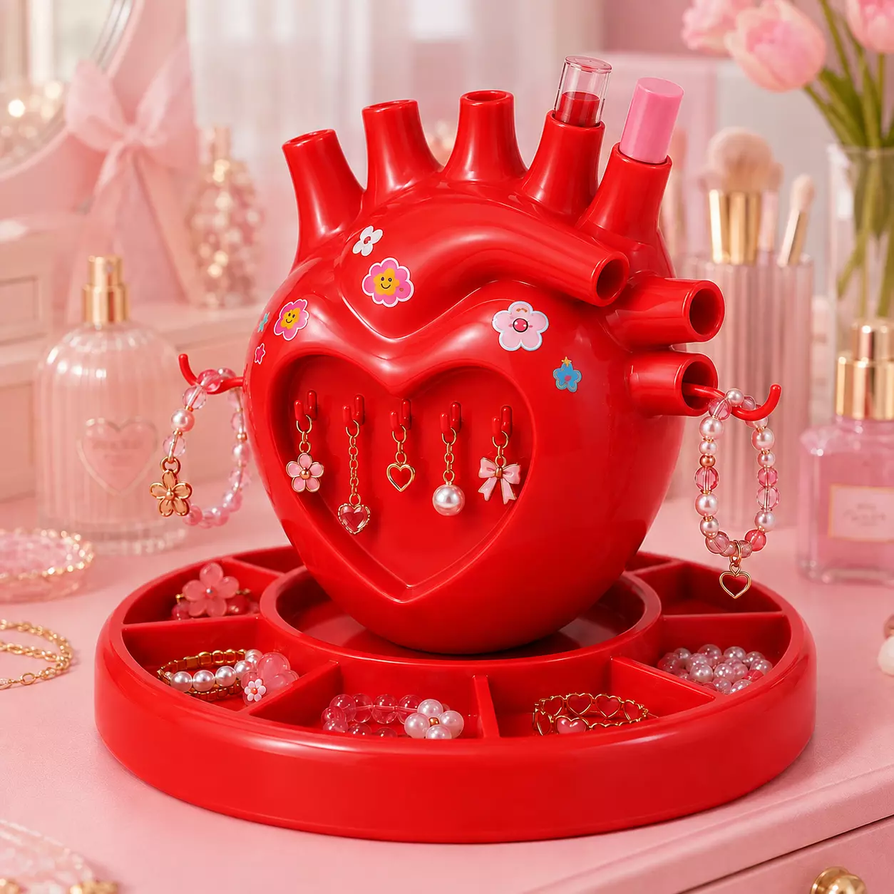 Anatomical Heart Makeup Organizer Lip Gloss Holder 3D print model