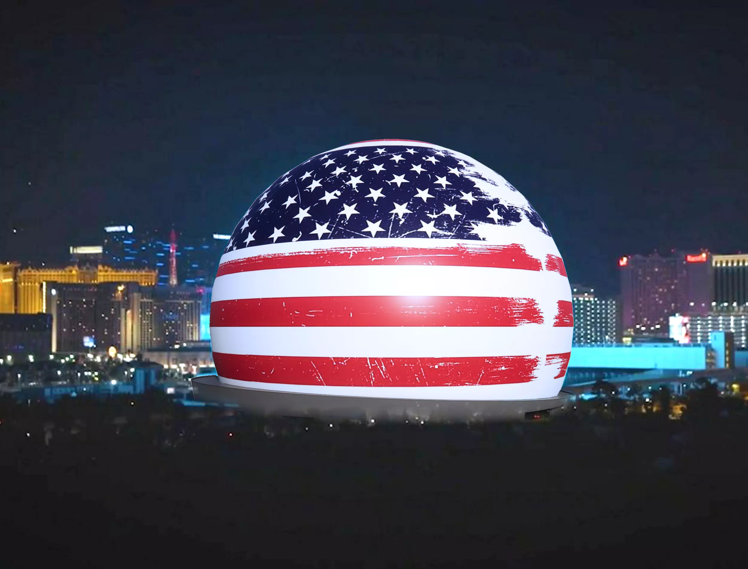 LED Entertainment Sphere USA Flag - Las Vegas Inspired Low-poly 3D model