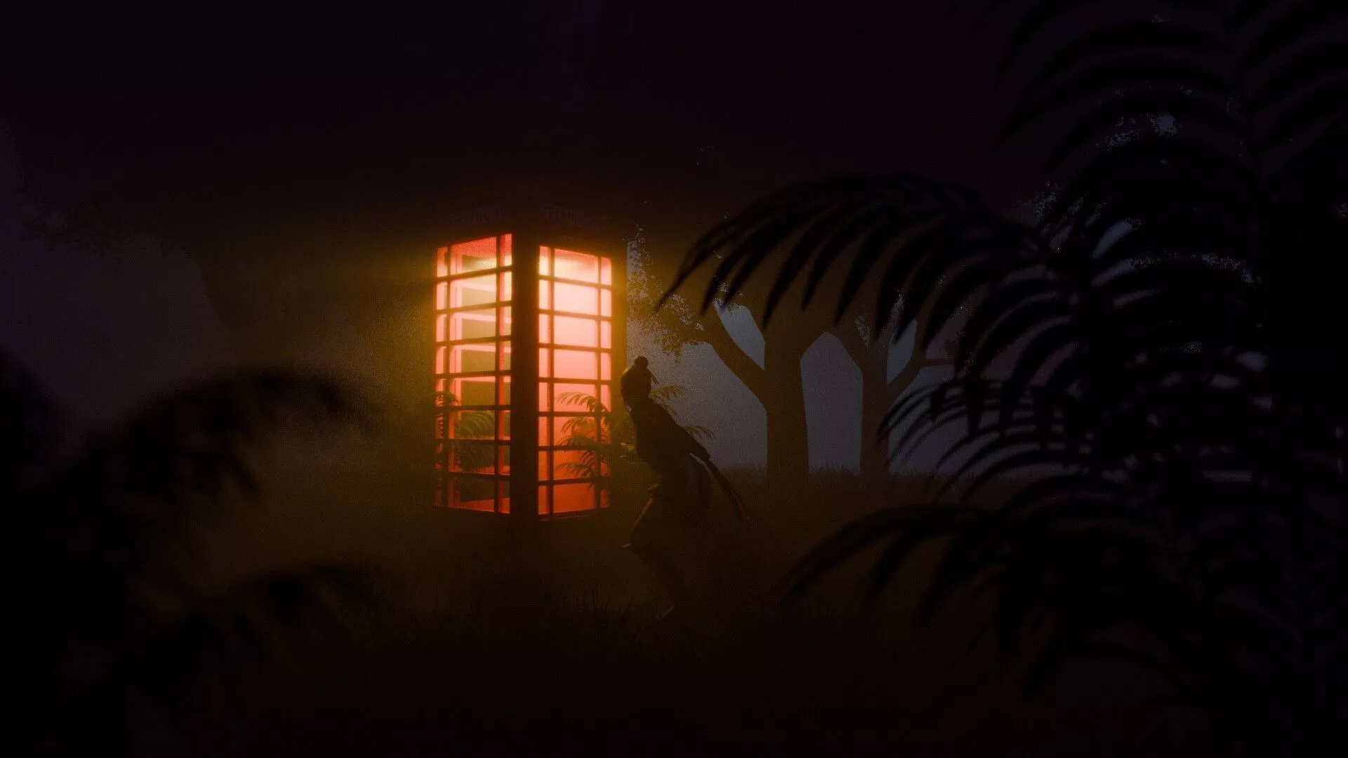 Cinematic Jungle Environment with Red Phone Booth 3D model