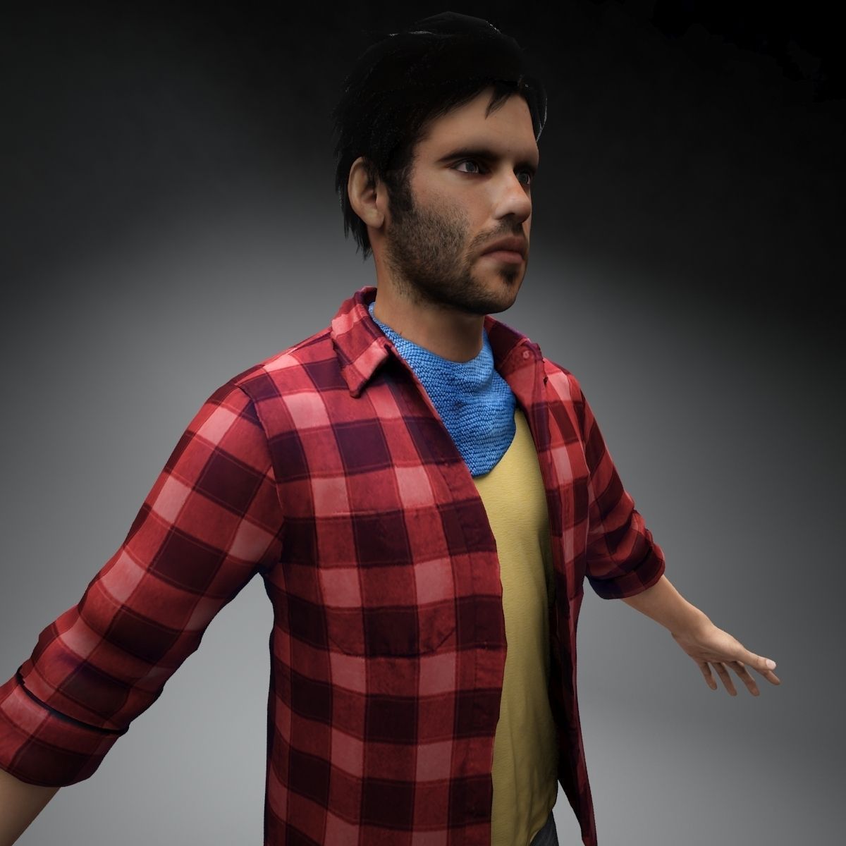 Casual Man Mark Rigged 3D model_8
