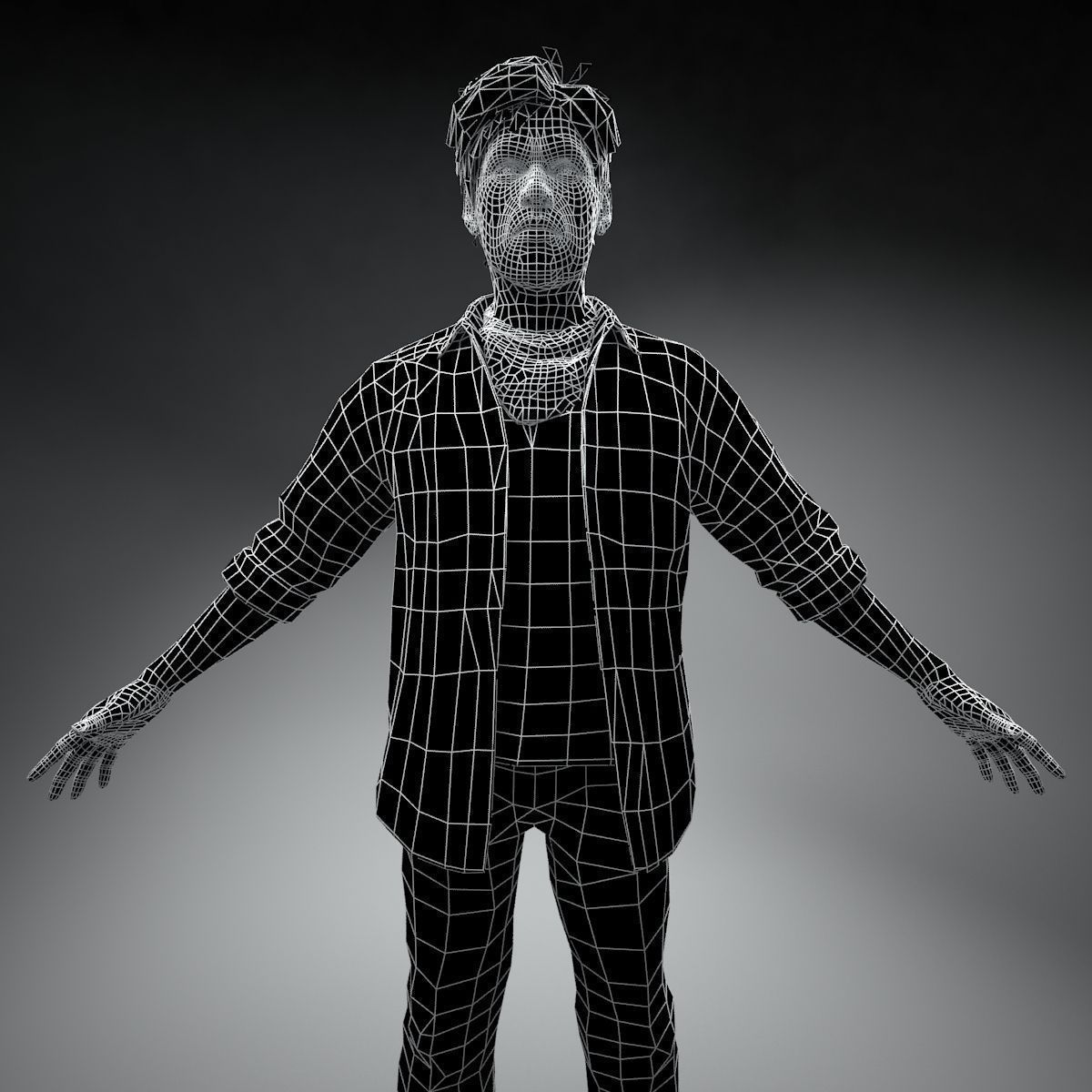 Casual Man Mark Rigged 3D model_10
