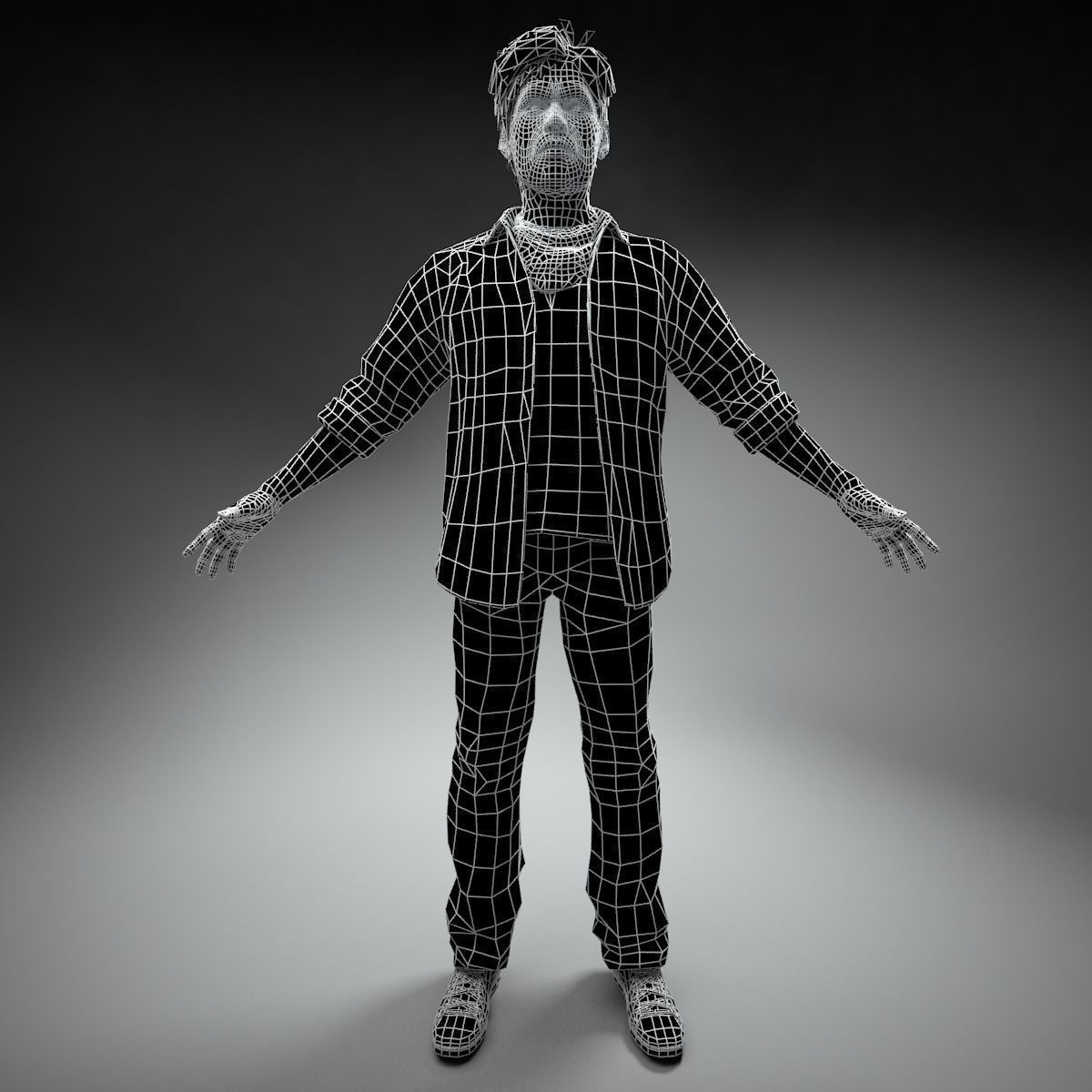 Casual Man Mark Rigged 3D model_9