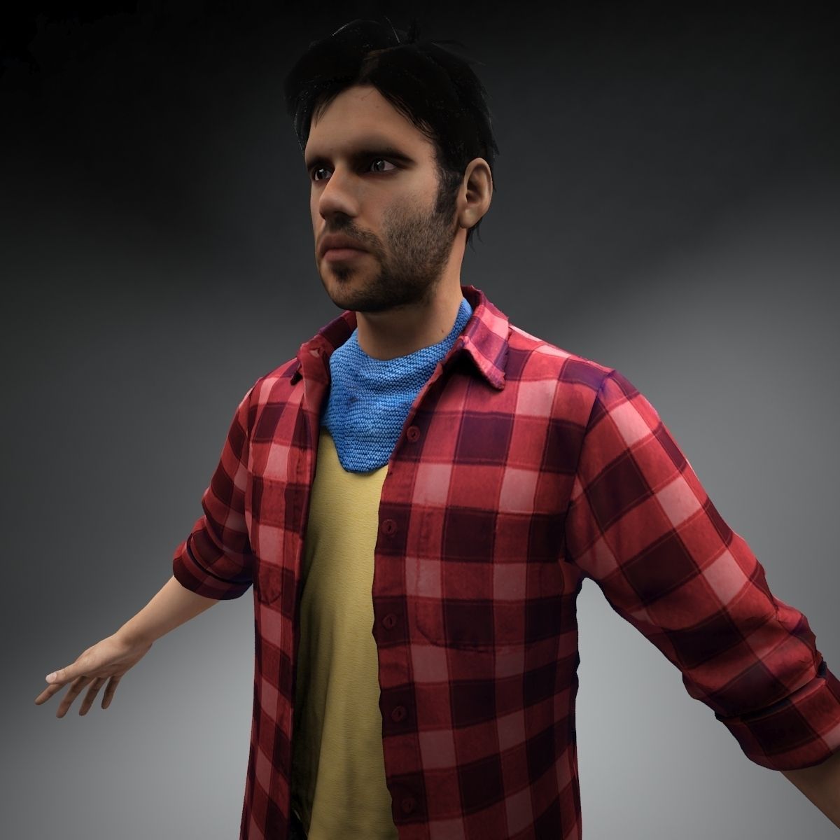 Casual Man Mark Rigged 3D model_3