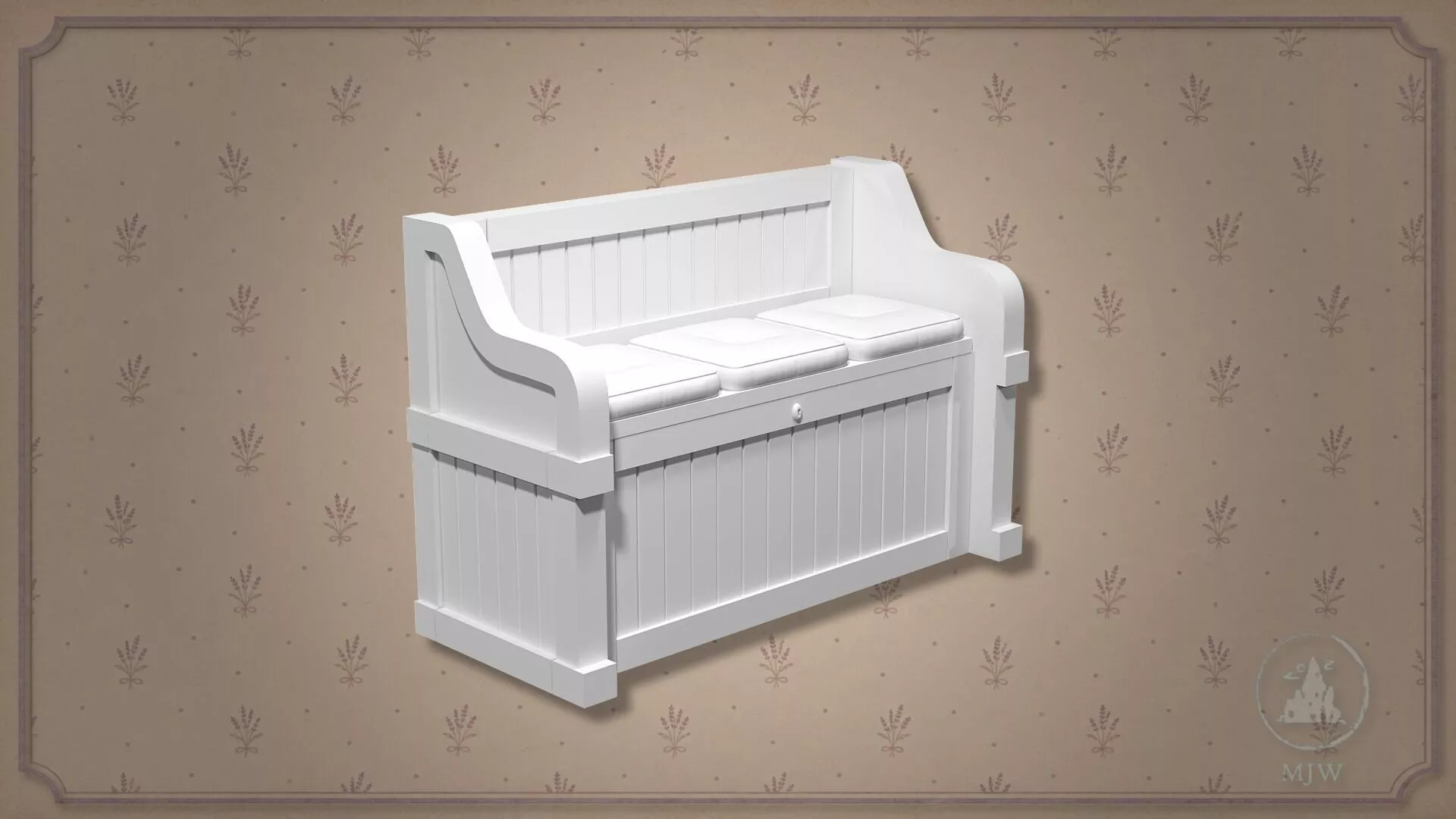 English Cottage Kitchen Storage Bench 3D print model