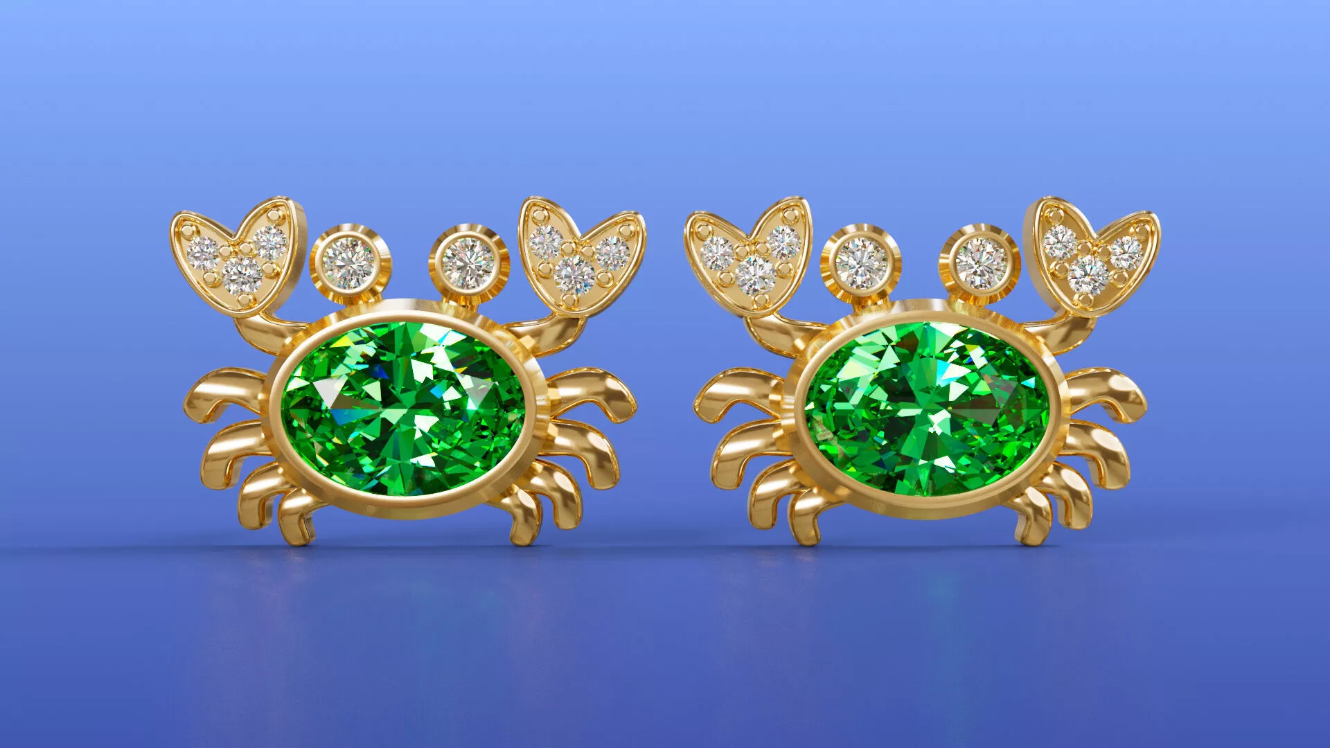 Crab Stud Earrings Oval Gemstone Nautical Sea Earring Design 3D print model