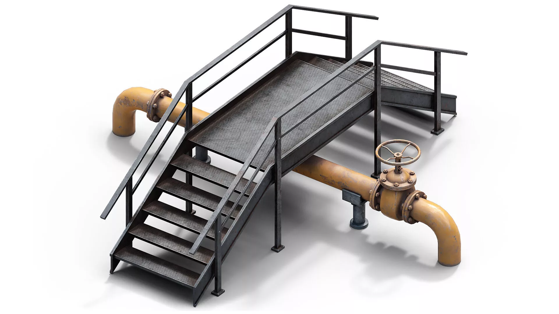 Industrial Pedestrian bridge Low-poly 3D model