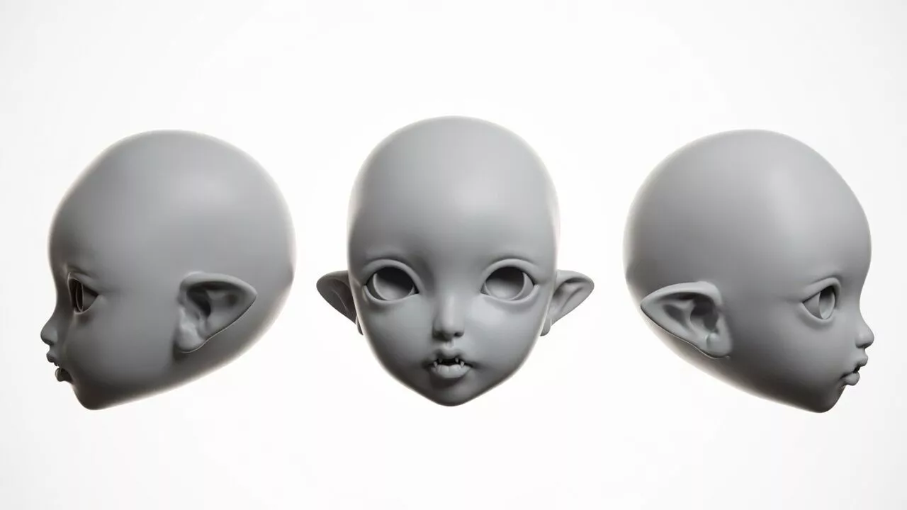 BJD doll head elf 3d print 3D print model