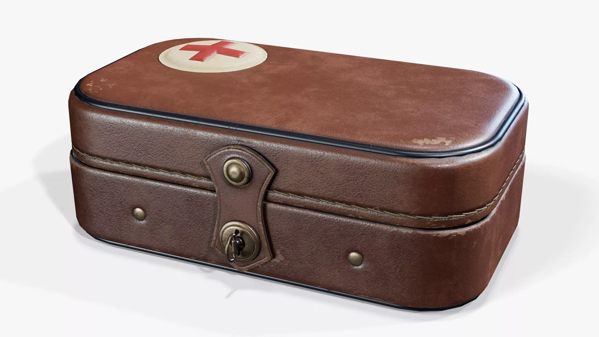 First Aid Box Leather Vintage Low-poly 3D model
