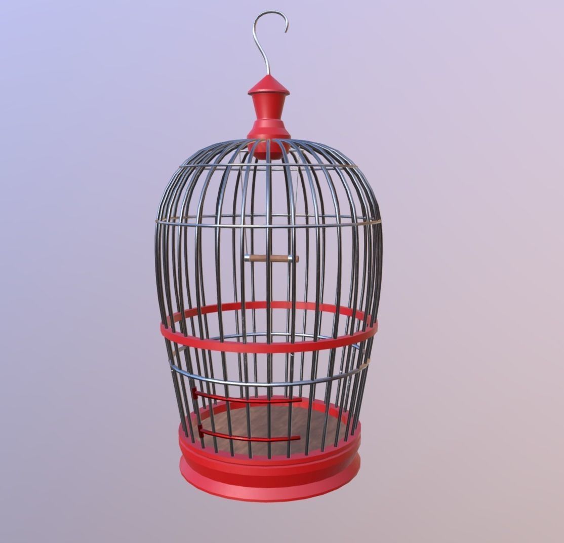Bird cage Low-poly 3D model_1