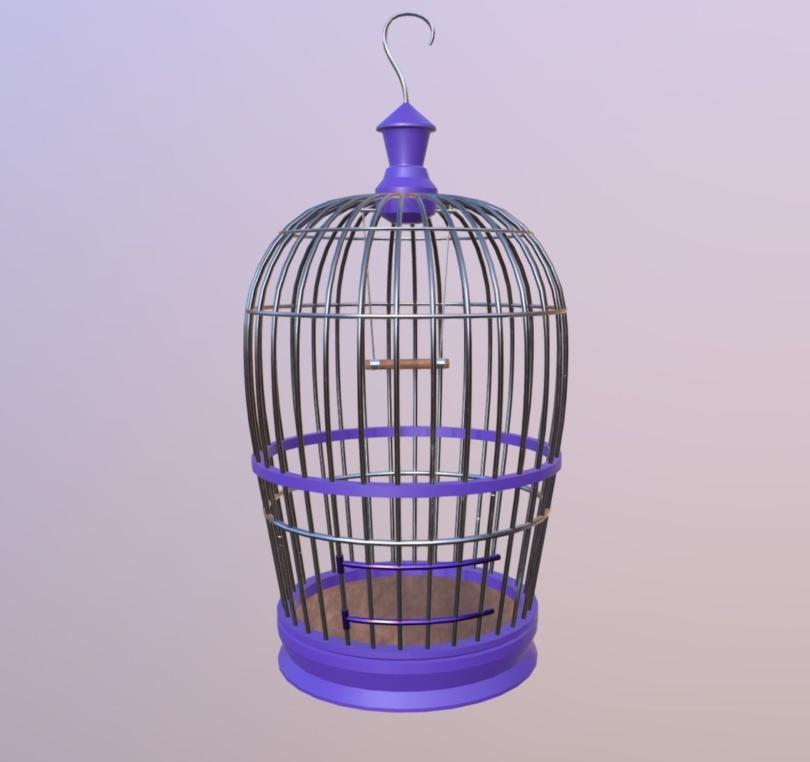 Bird cage Low-poly 3D model_3