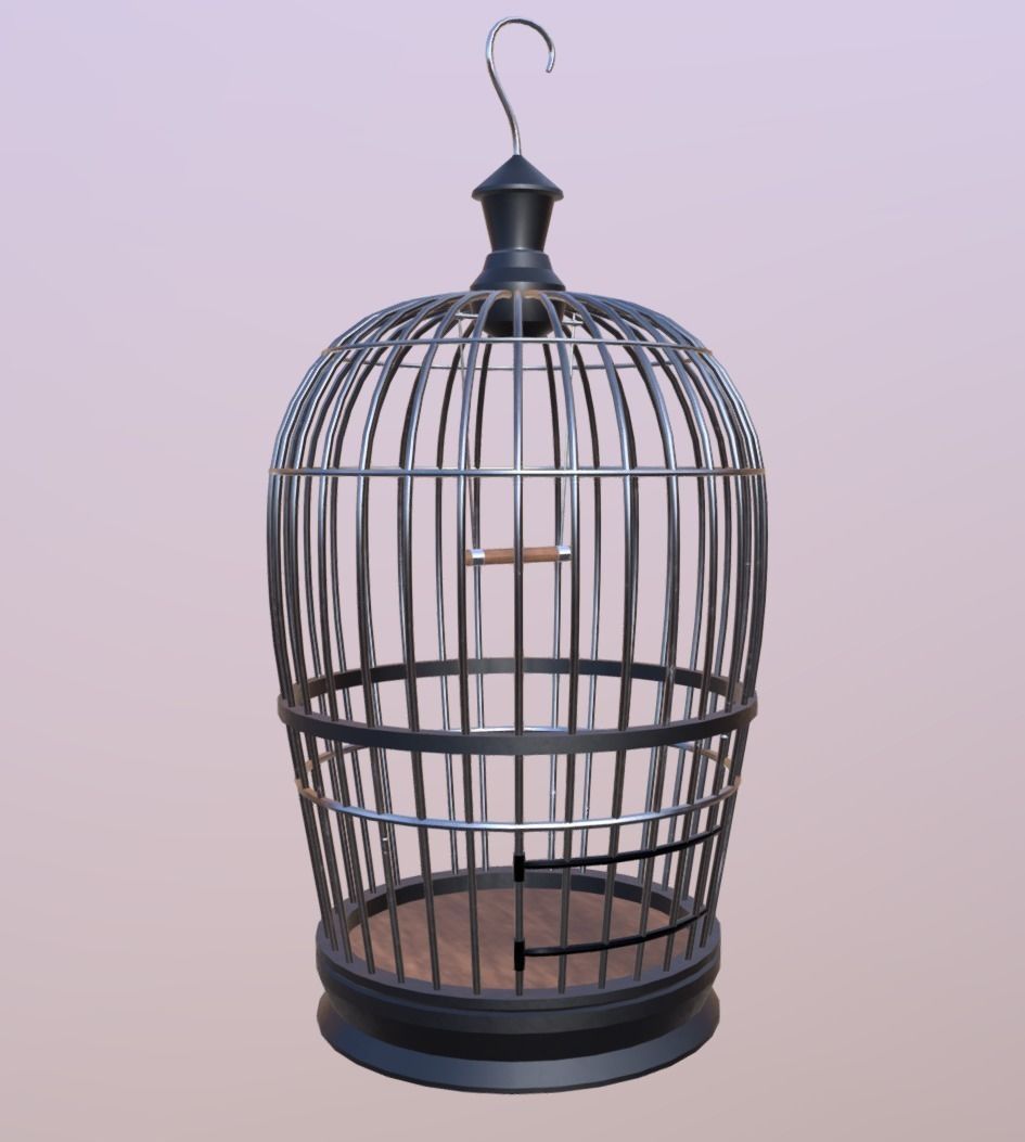 Bird cage Low-poly 3D model_0