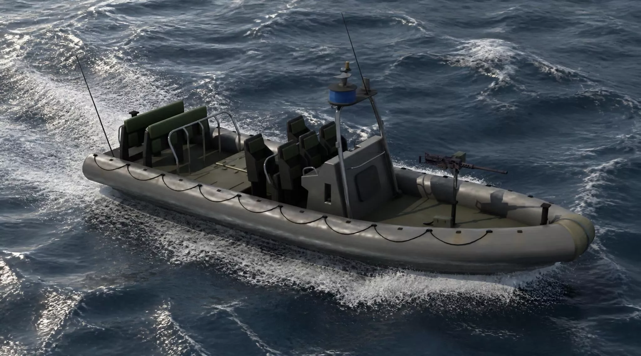 Naval Special Warfare 11m Rigid Hull Inflatable Boat Game Ready 3D model