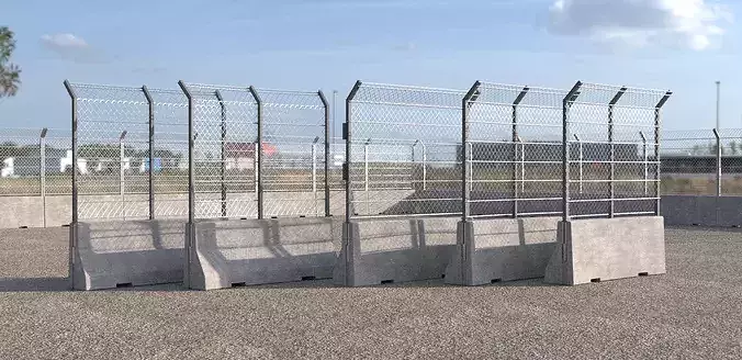 Concrete Barrier 110 x 300 with Type A Fence Curved