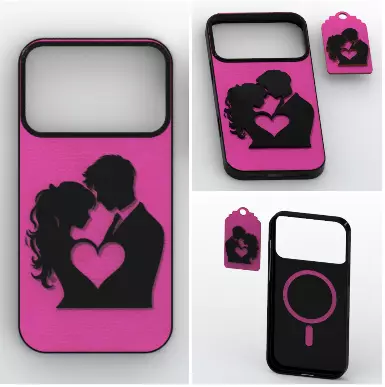 Couple Heart MagSafe Case 3D Files 3D print model