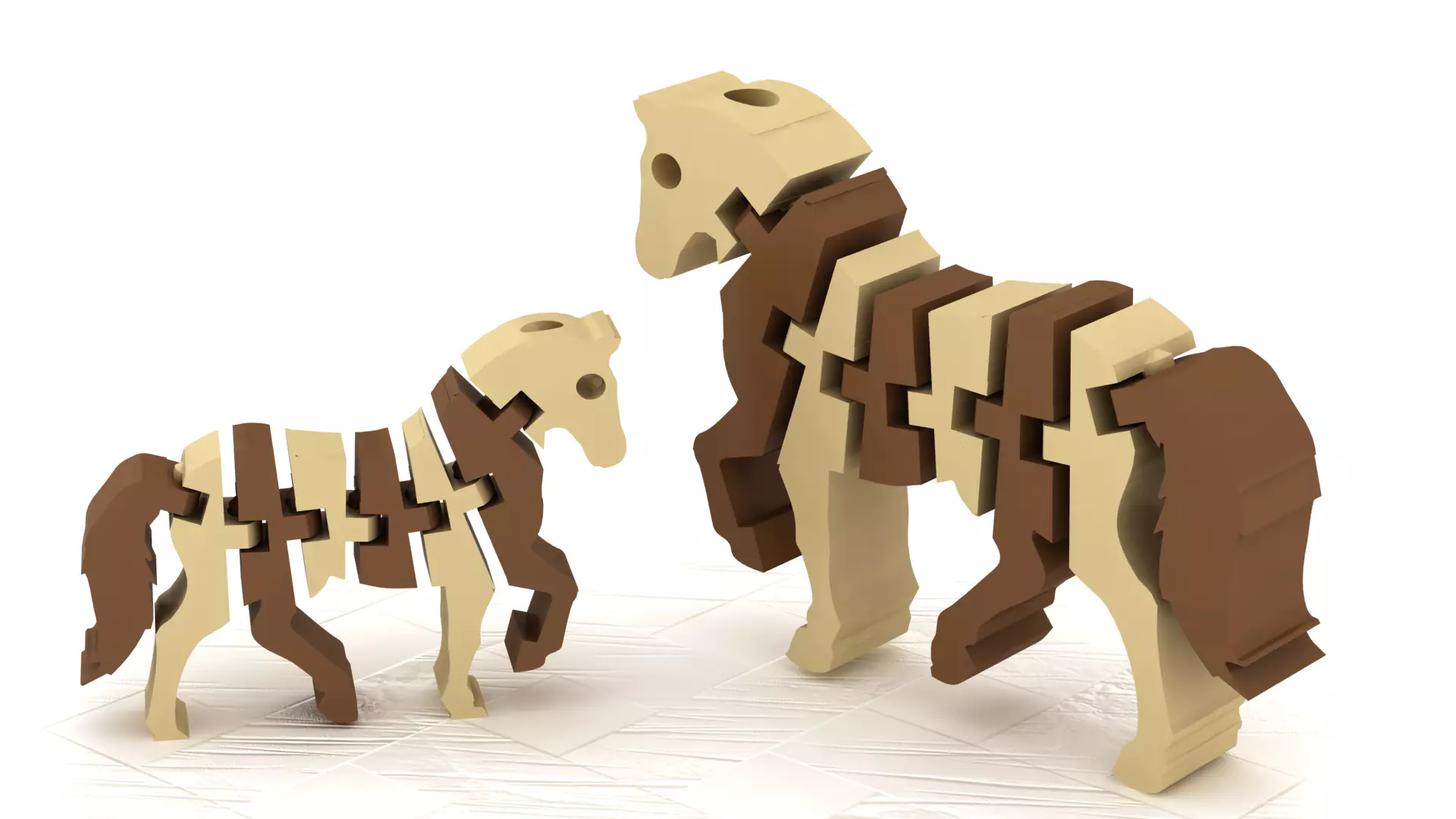 Wooden Puzzle Horses 3D print model