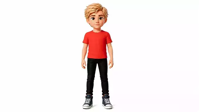 Stylized Blonde Teen Boy Character  Rigged Animated