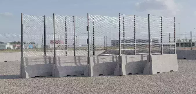 Concrete Barrier 110 x 300 with Type B Fence Curved