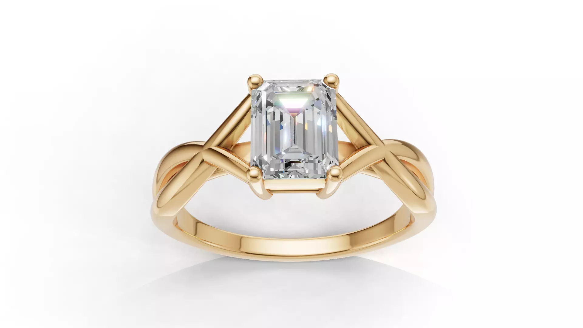 Emerald Solitaire Split Shank Engagement Ring 3D print model 3D print model