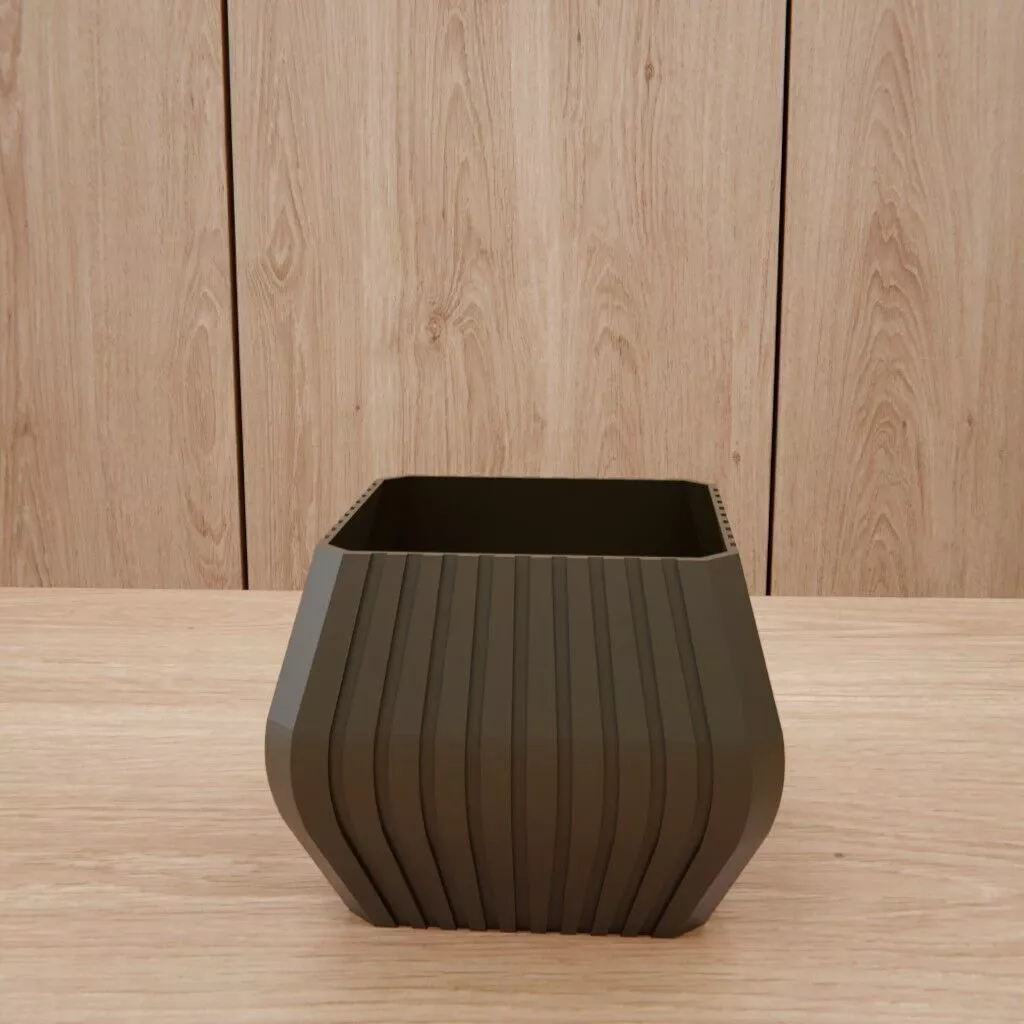 Modern Ribbed Planter Duo STL 3D print model