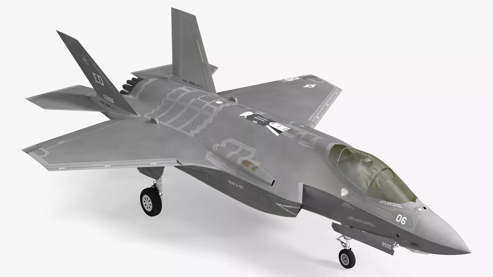 Stealth Multirole Fighter F 35 With a Pilot Rigged Maya 3D model