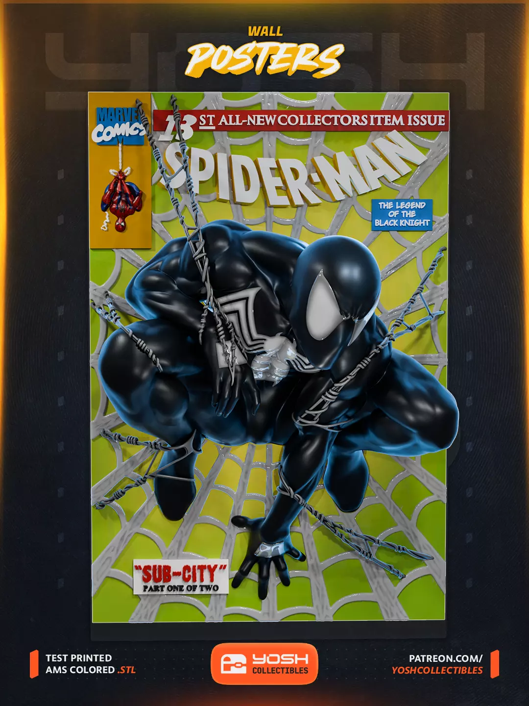 Spider-Man Sub City Comic Cover Wall Art 3D STL Symbiote Suit 3D print model