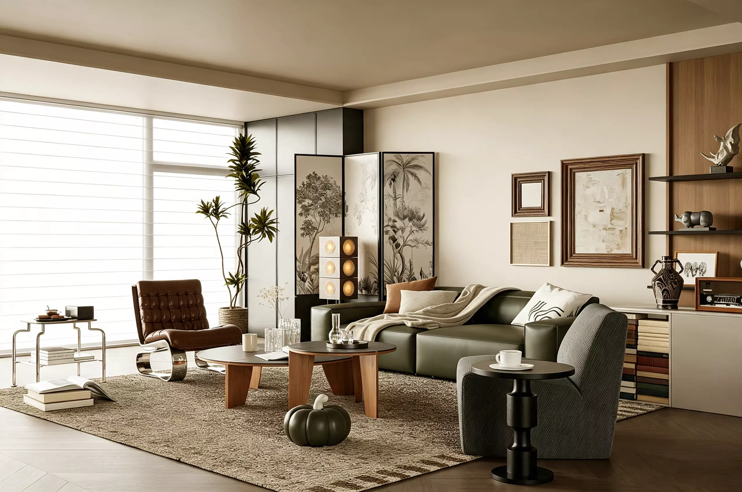 Wabi-sabi villa living room modern living room interior scenes 3D model