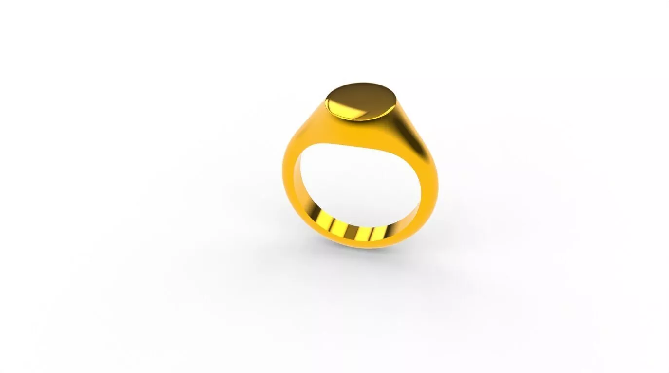 Classic Gold Signet Ring - 3D Print Ready CAD Model Free 3D print model
