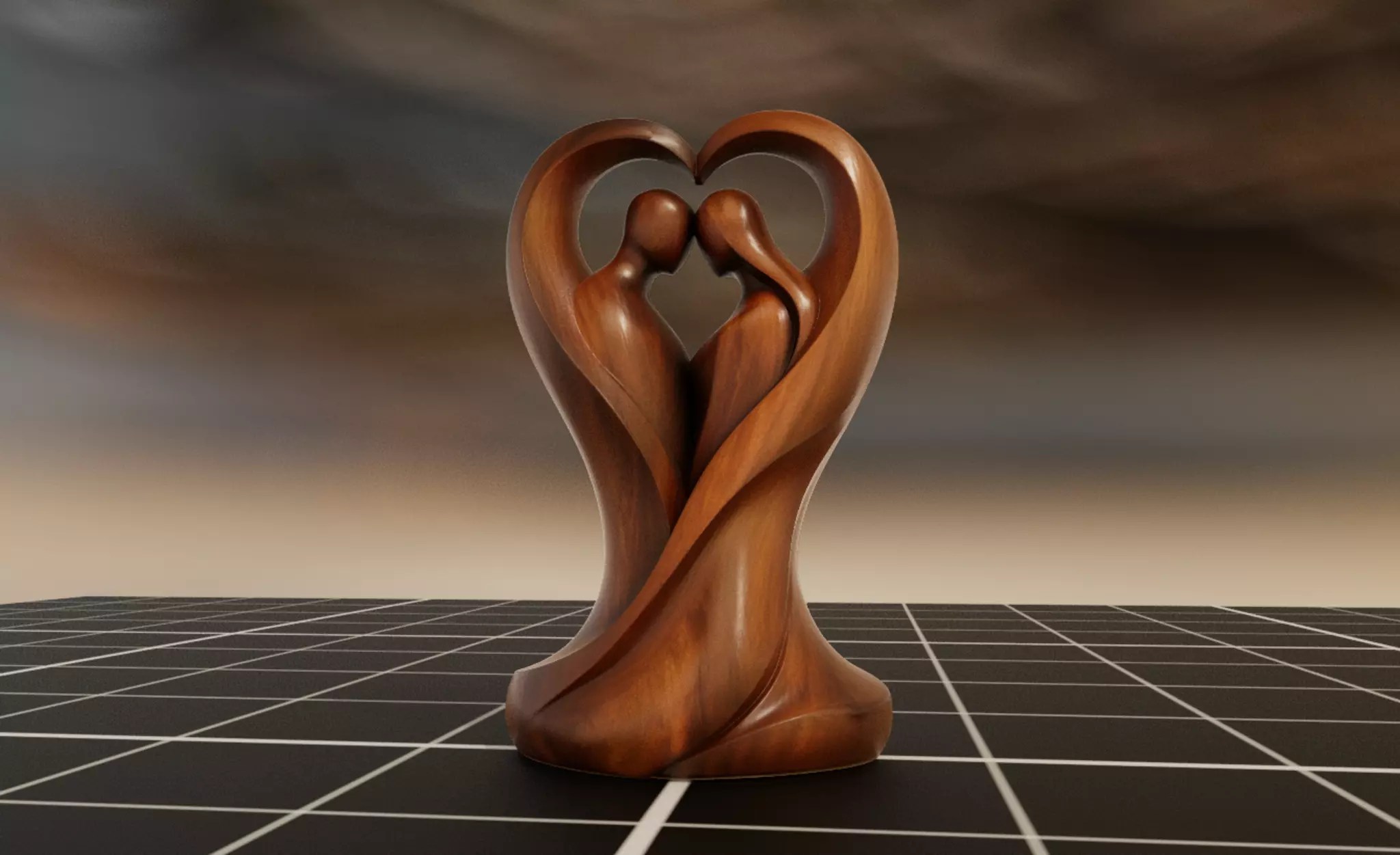 Abstract Couple Heart Sculpture for 3D Print and CNC 3D print model