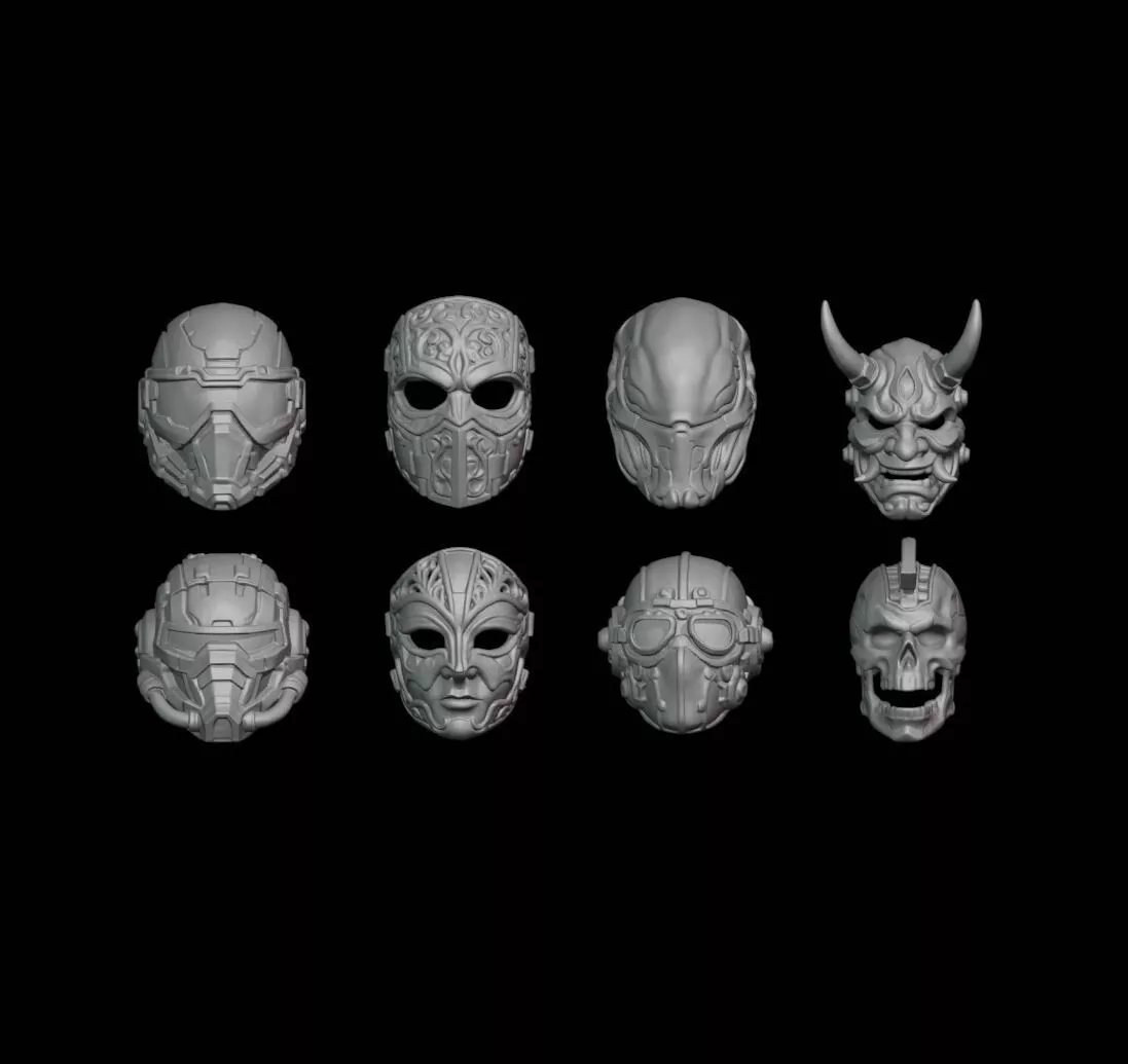 8 Modular Head Mask Sculpts 3D print model