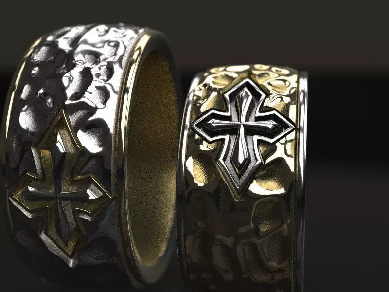Cross forged wedding ring - original 3D print model