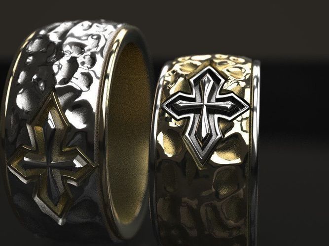 Cross forged wedding ring - original 3D print model