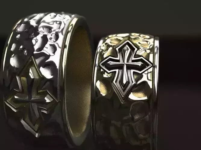 Cross forged wedding ring - original 3D print model