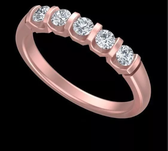 Five Stone Round Diamond Wedding Anniversary Band Free 3D print model