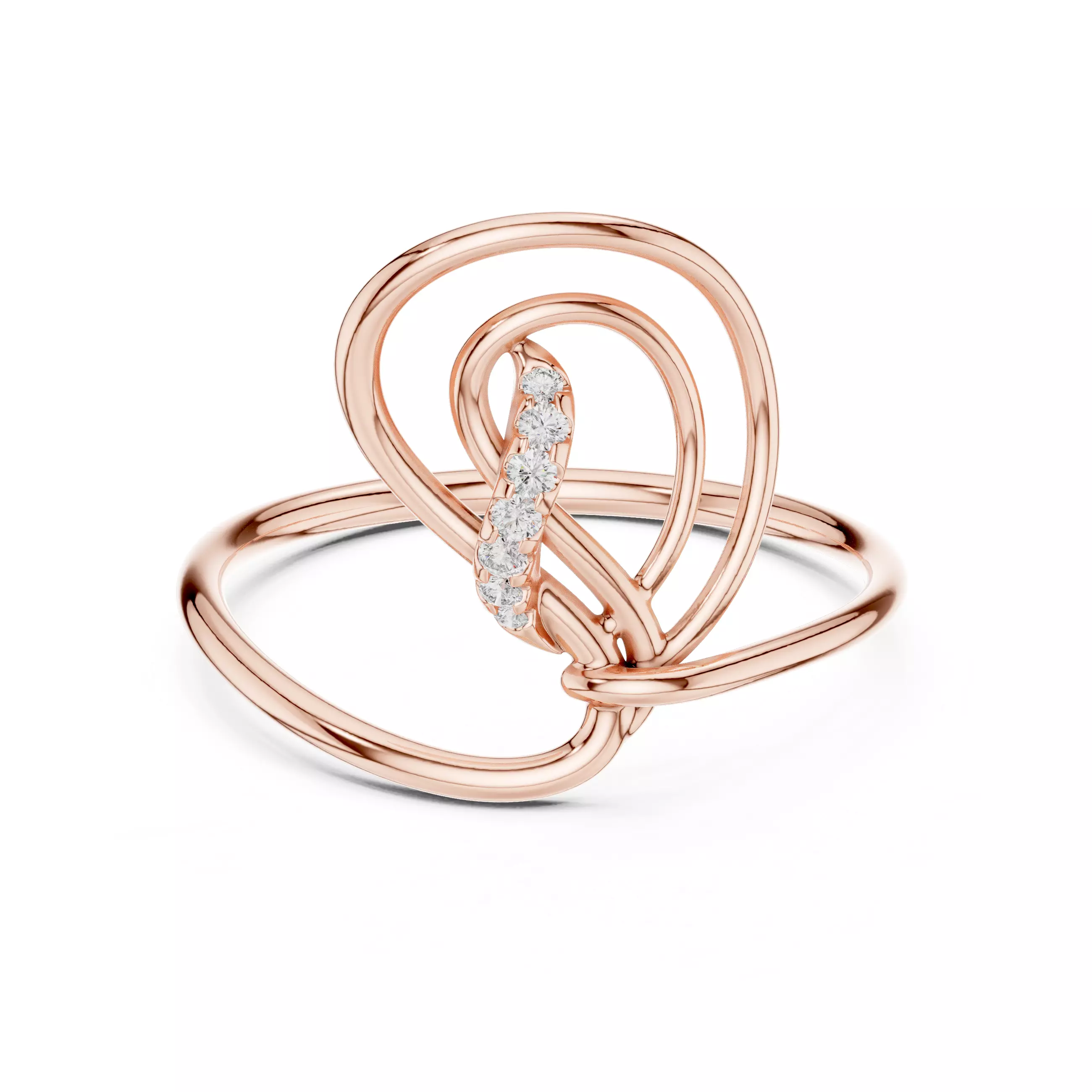Interlocking Loop Diamond Statement Ring 3D print model